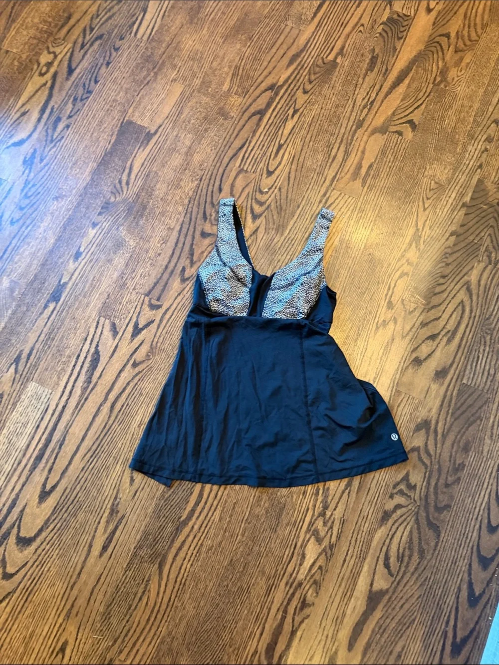 lululemon athletica Black Tank Top with Patterned Gray Bust